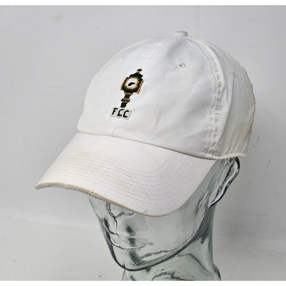 Smathers & Branson Hat Cap Strap Back White Embroidered FCC Logo Mens Casual